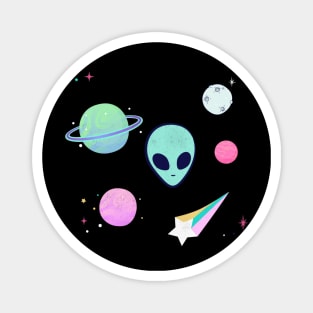 Alien With Stars And Planets Colorful Magnet